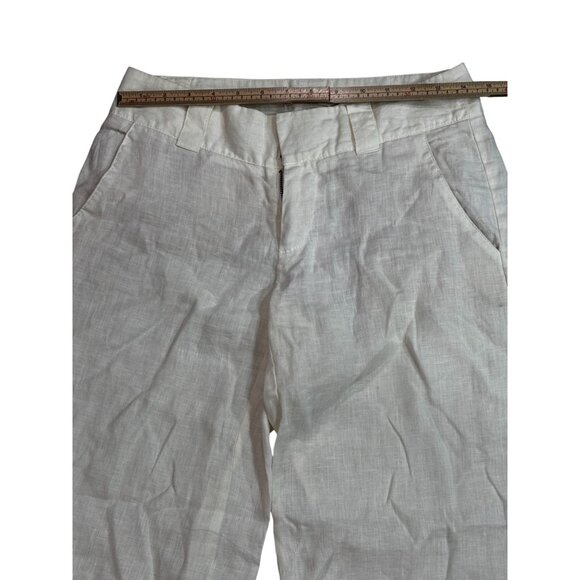 London Jean The Marisa Fit Womens White Linen Wide-Leg Pants Size 0 - Picture 9 of 12